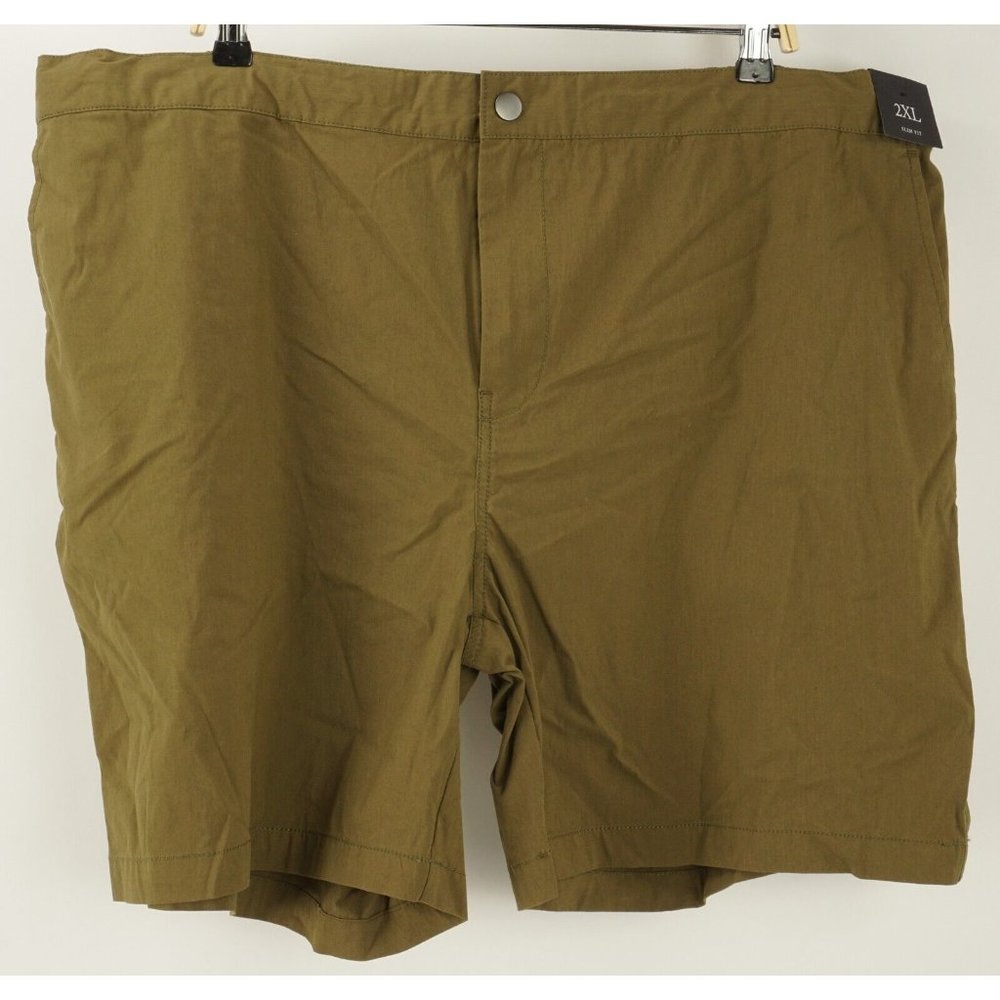 New Treasure & Bond Mens 2XL Slim Olive Green Stretch Jersey Elastic Chino Short